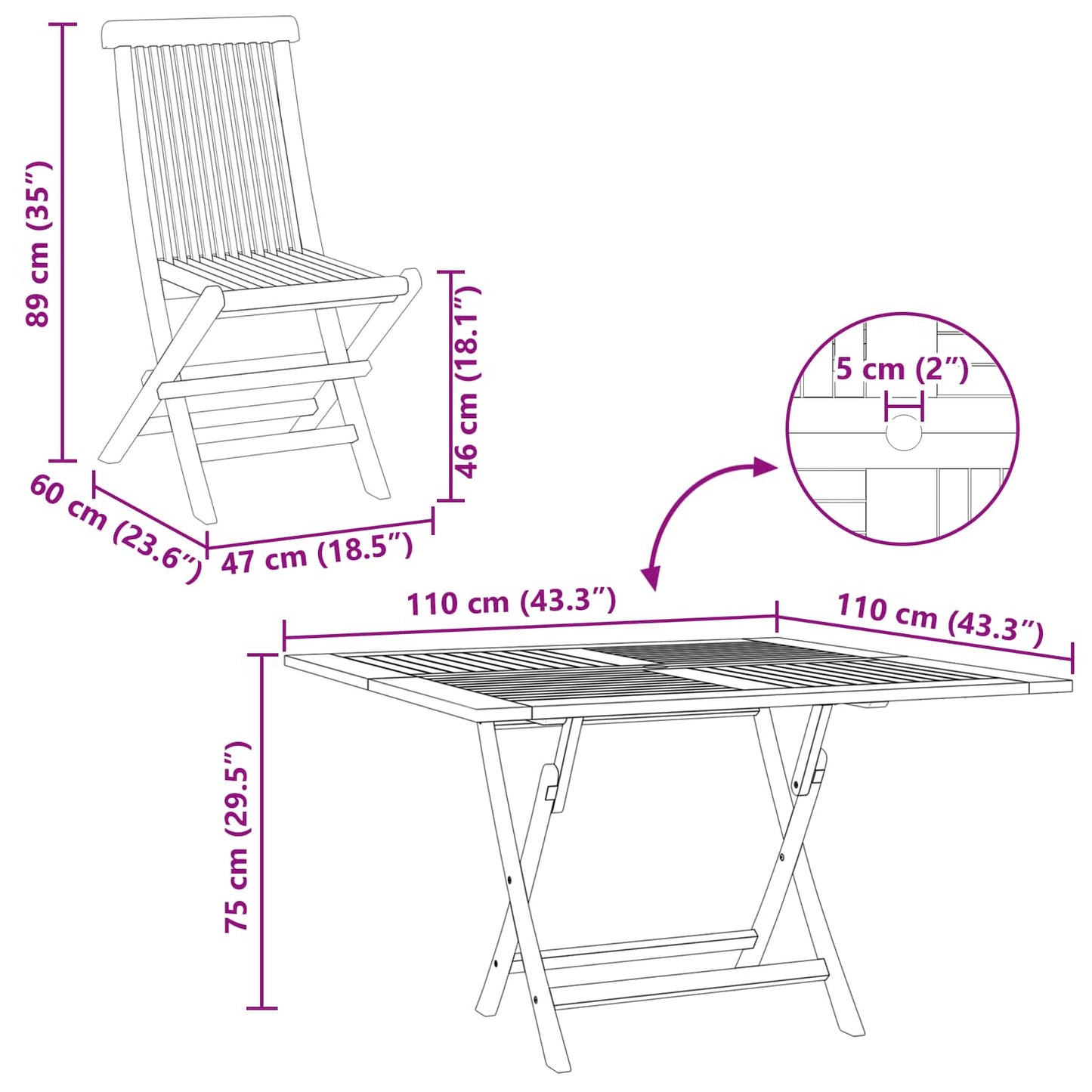 Hage Bistro Sett 3 pcs Brun Massiv teaktre
