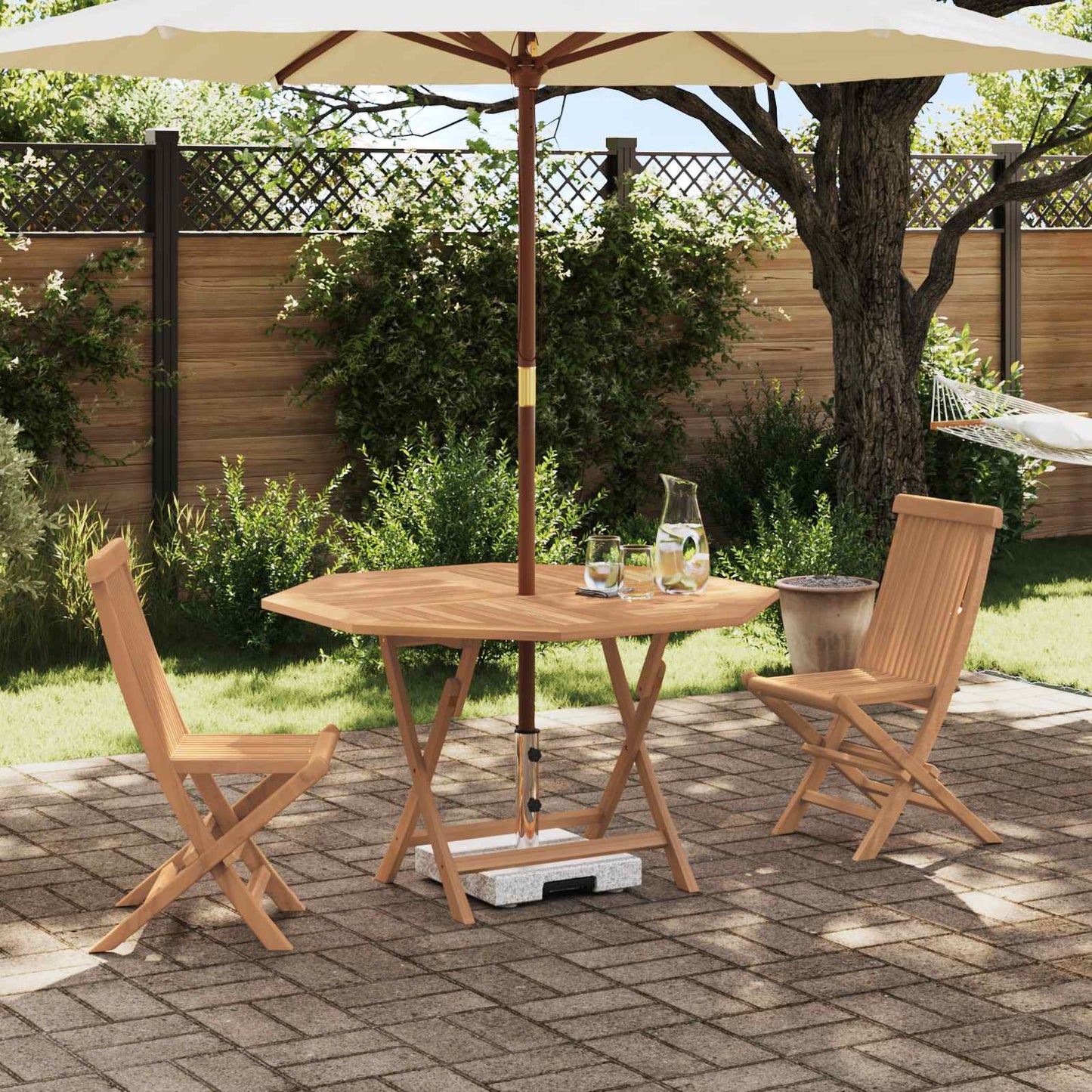 Hage Bistro Sett 3 pcs Brun Massiv teaktre