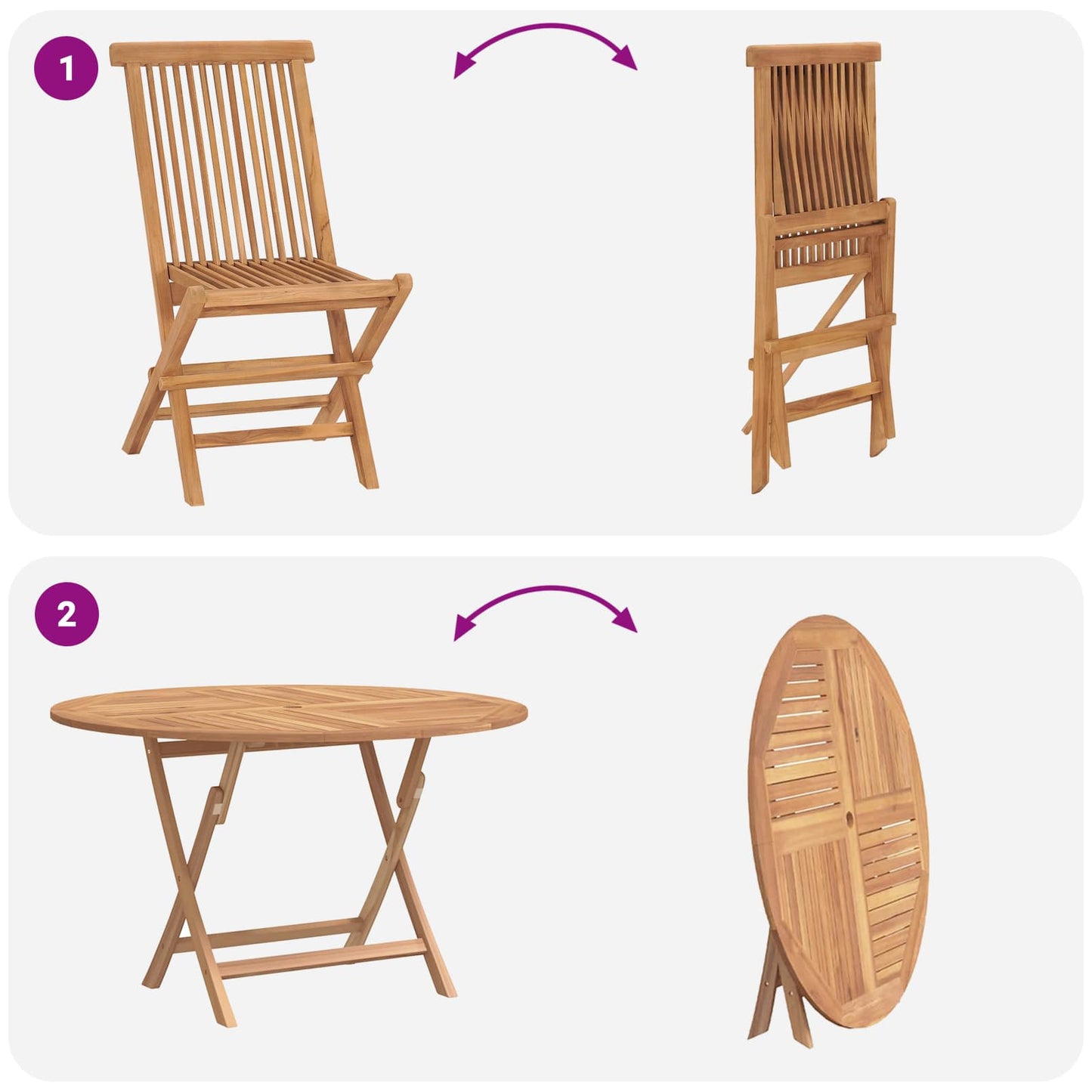 Hage Bistro Sett 3 pcs Naturlig Massivt Teaktre