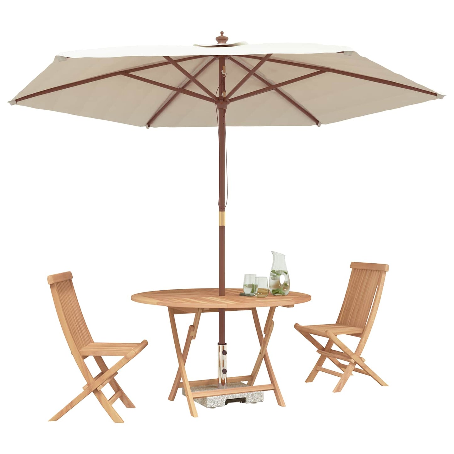 Hage Bistro Sett 3 pcs Naturlig Massivt Teaktre
