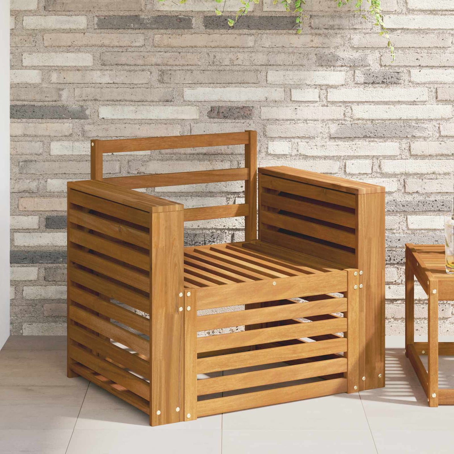 Utesofa Solid akasietre Naturlig