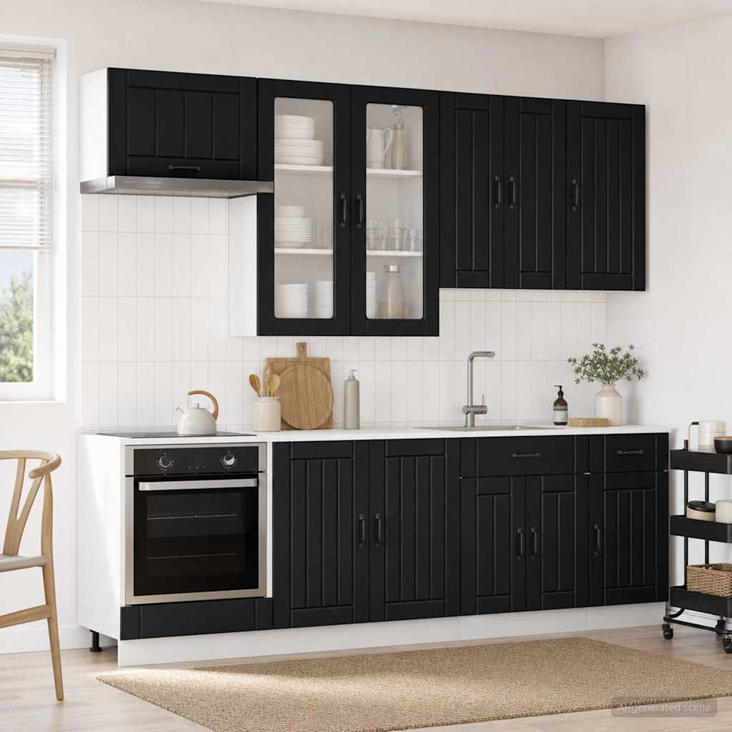 Kjøkken enhet LUCCA 8 pcs Svart Konstruert tre