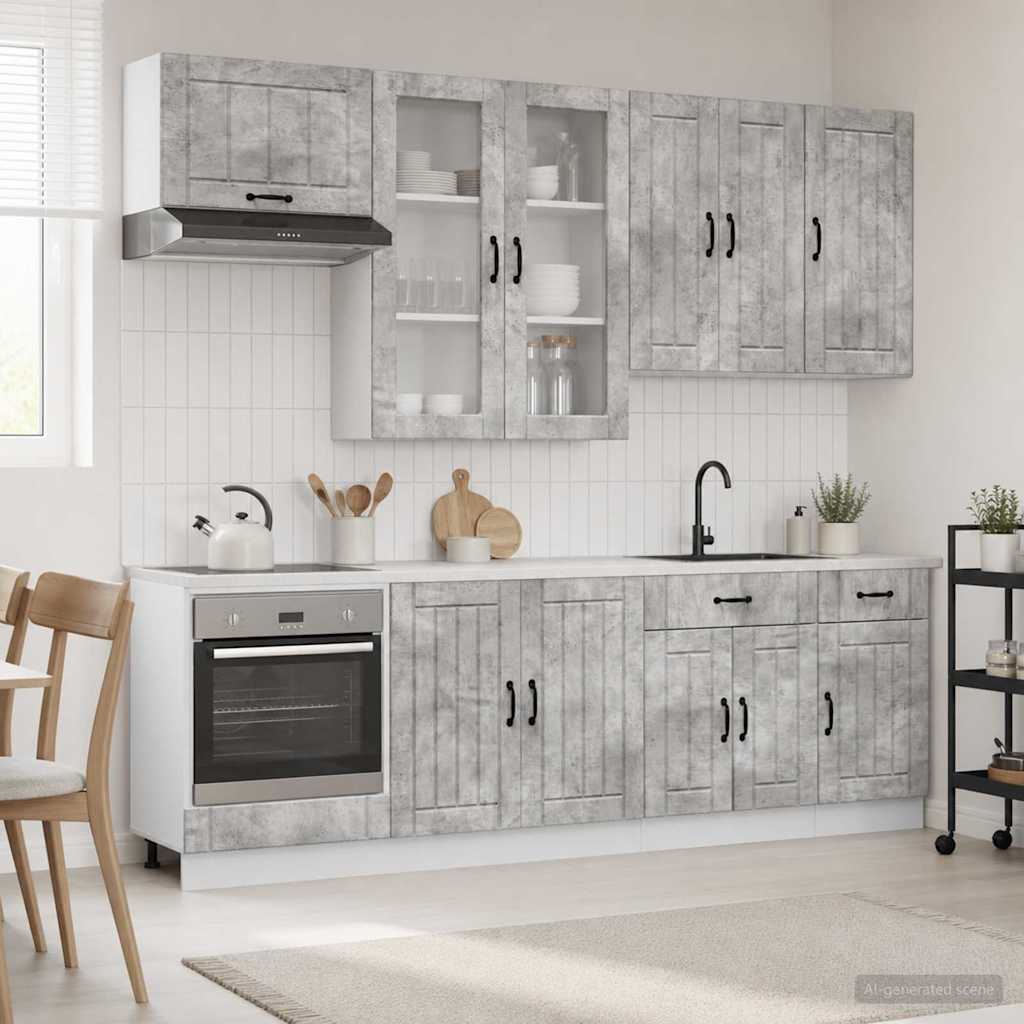 Kjøkken enhet LUCCA 8 pcs Betonggrå Konstruert tre