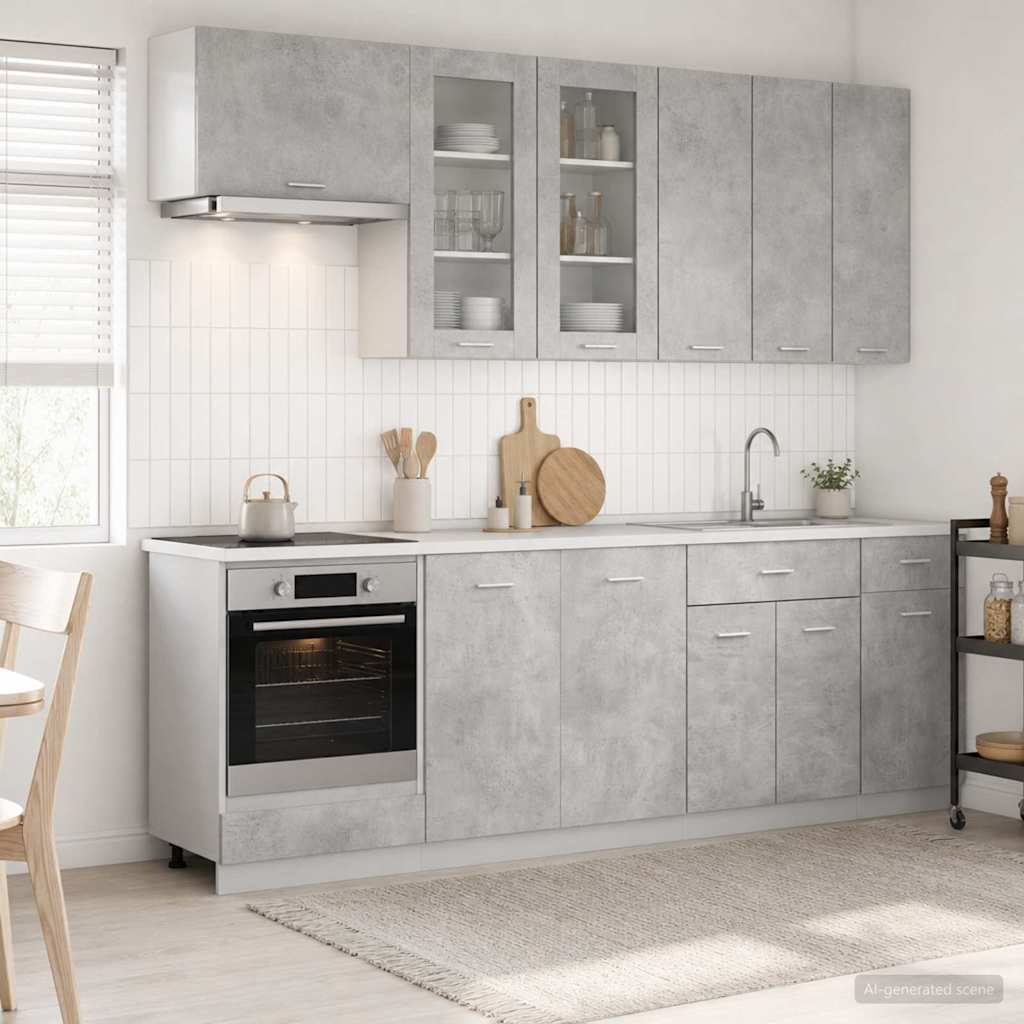 Kjøkken enhet LYON 8 pcs Betonggrå Konstruert tre