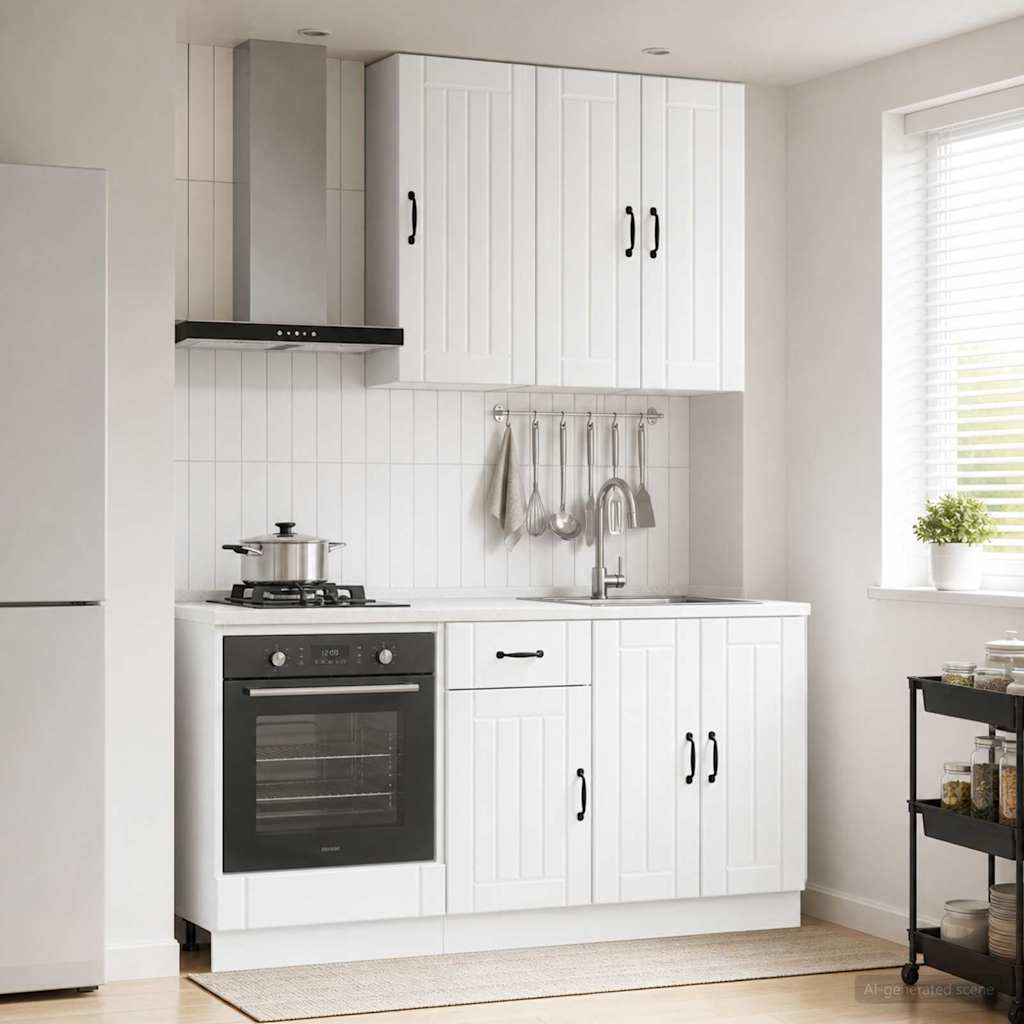 Kjøkken enhet LUCCA 5 pcs Høgglans hvit Konstruert tre
