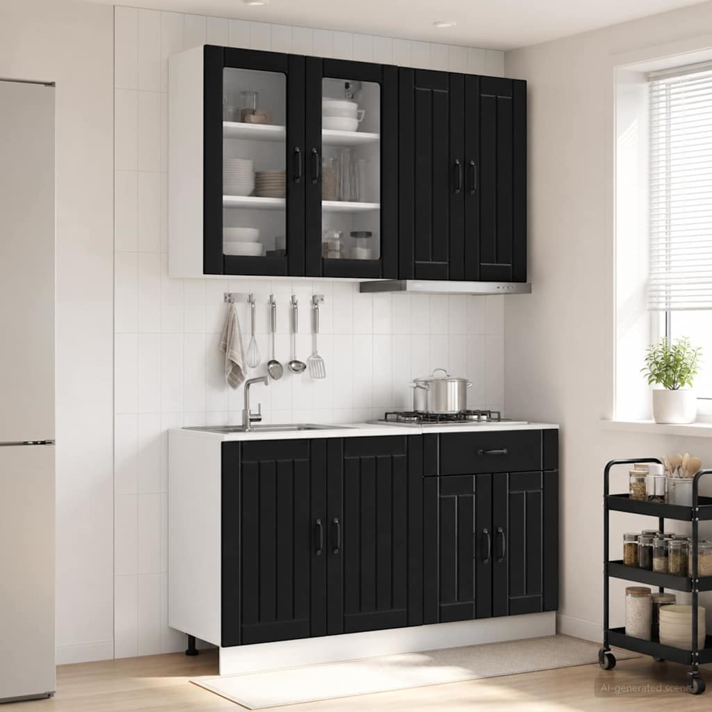 Kjøkken enhet LUCCA 4 pcs Svart Konstruert tre