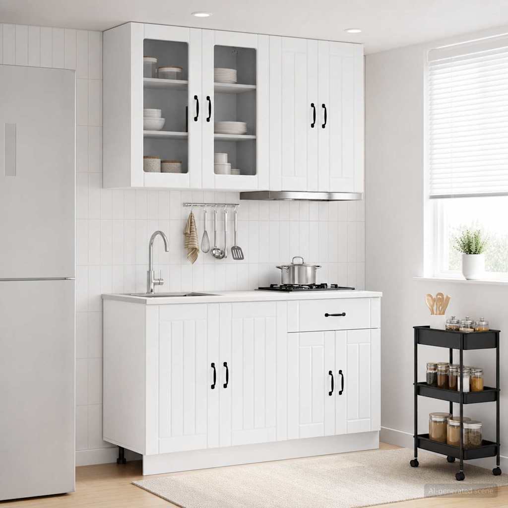 Kjøkken enhet LUCCA 4 pcs Høgglans hvit Konstruert tre