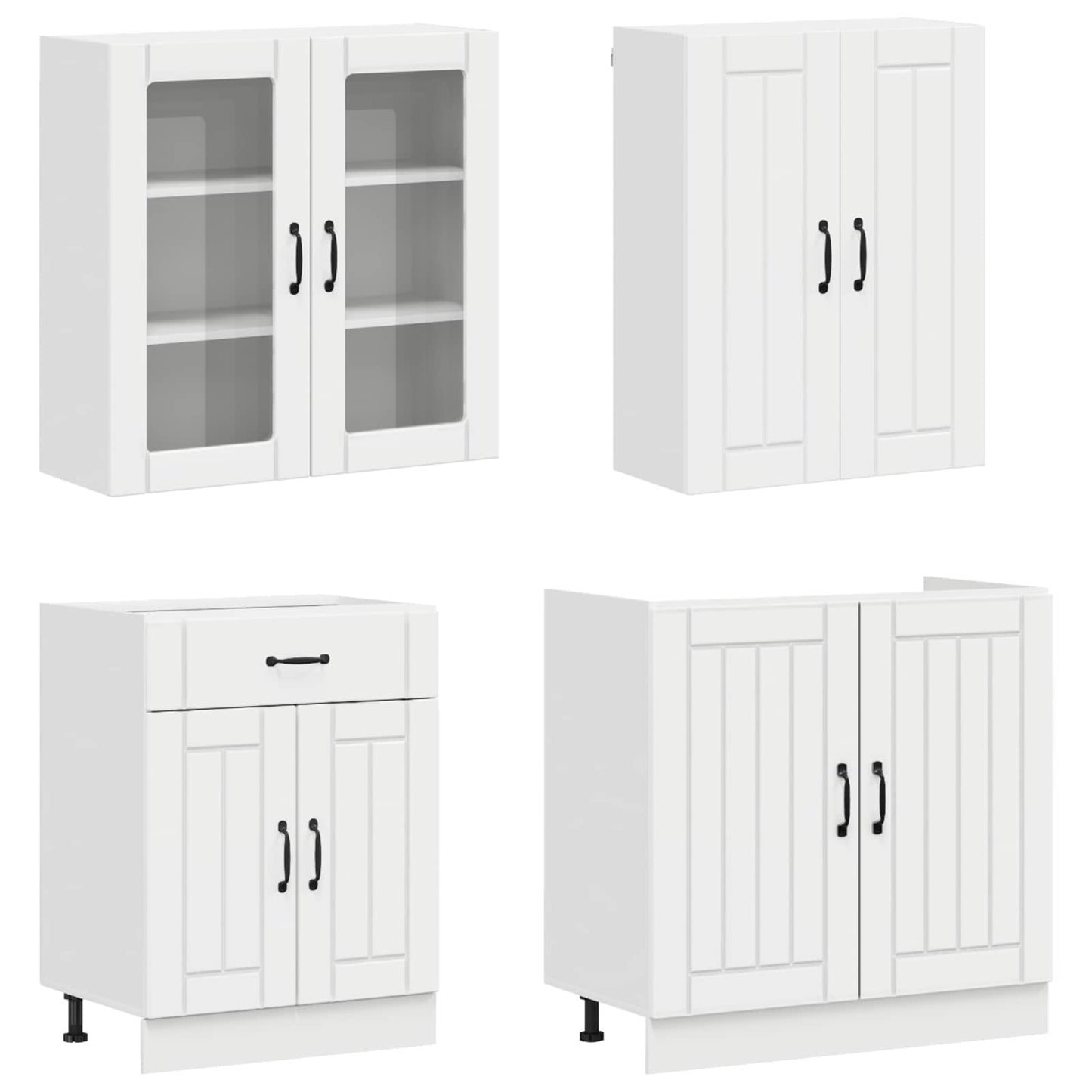 Kjøkken enhet LUCCA 4 pcs Høgglans hvit Konstruert tre