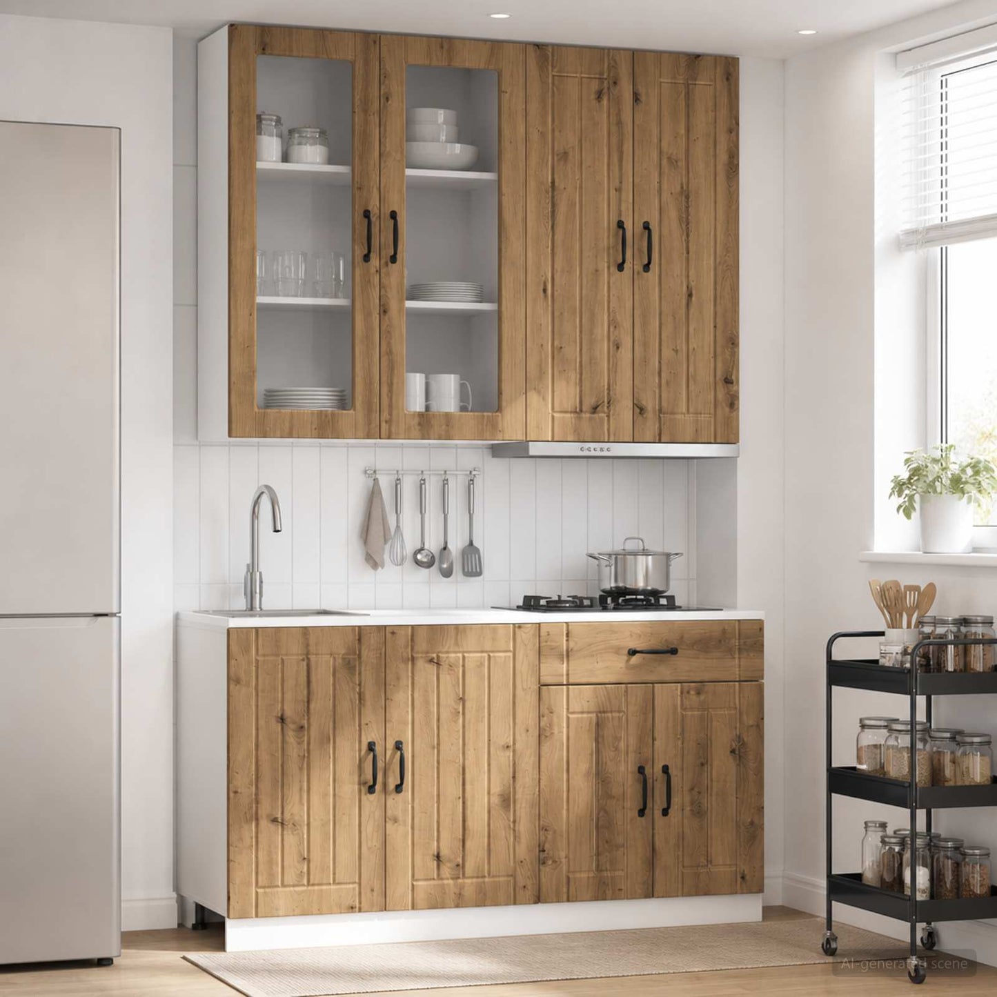 Kjøkken enhet LUCCA 4 pcs Artisan eik Konstruert tre