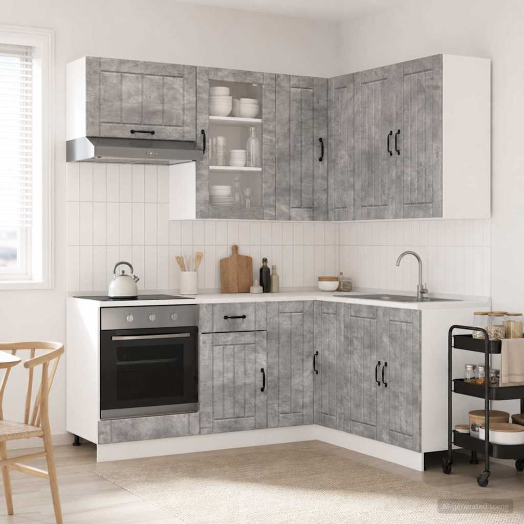 Kjøkken enhet LUCCA 8 pcs Betonggrå Konstruert tre