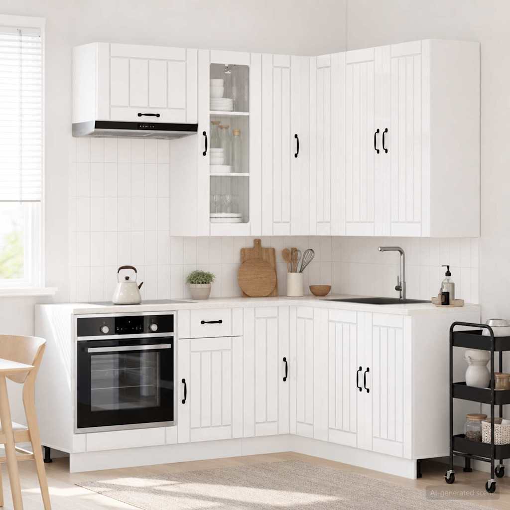 Kjøkken enhet LUCCA 8 pcs Høgglans hvit Konstruert tre