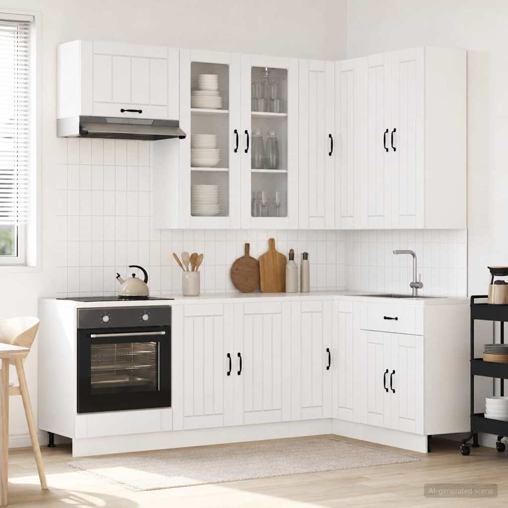 Kjøkken enhet LUCCA 8 pcs Høgglans hvit Konstruert tre
