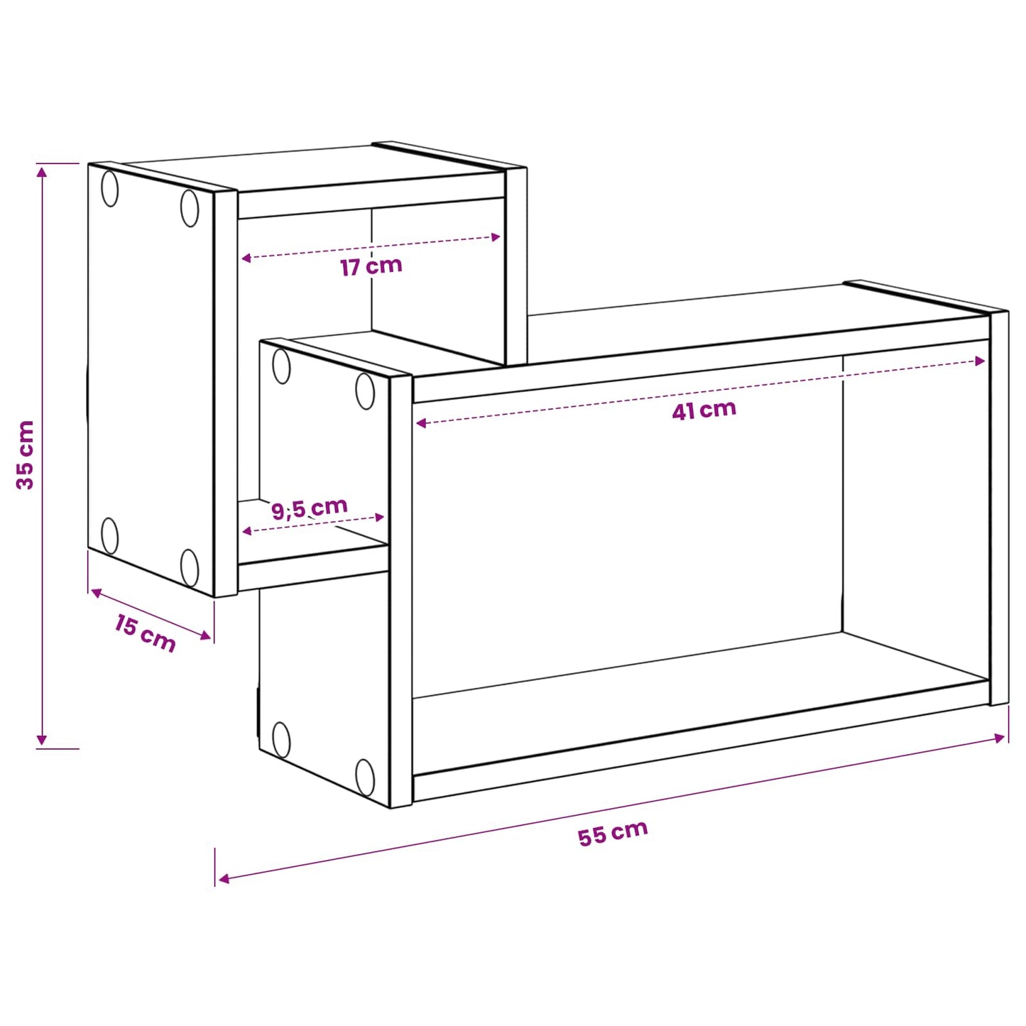 Vegghylle Veggmontert Grå 55 x 15 x 35 cm Konstruert tre