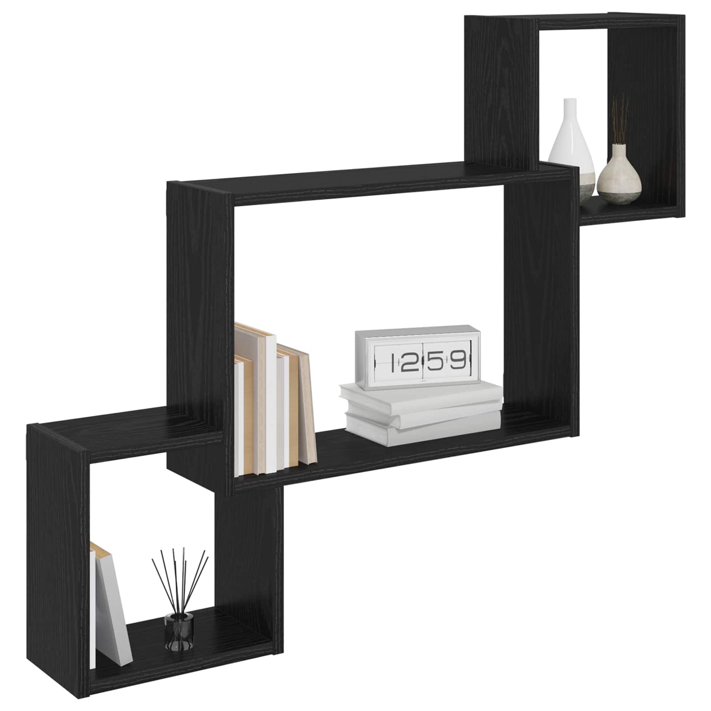 Vegghylle Veggmontert Svart 91,5 x 15 x 76 cm Konstruert tre