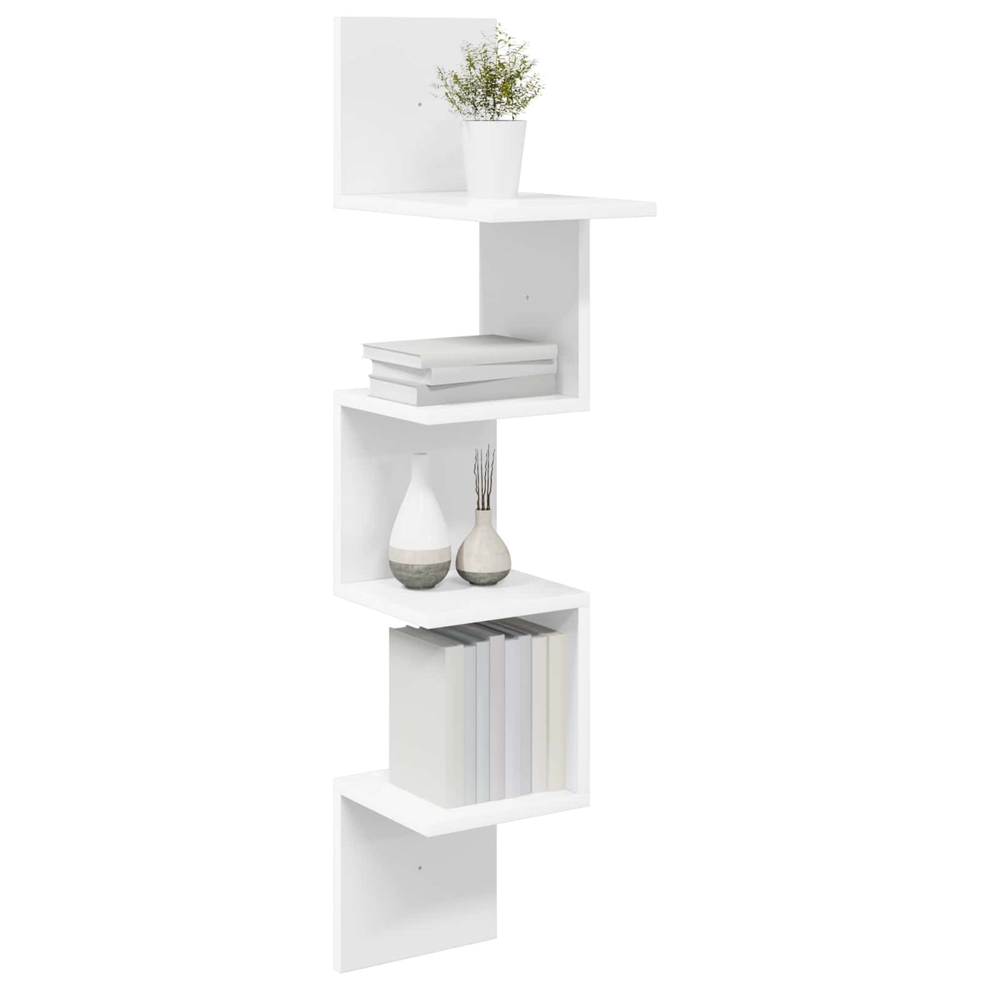 Vegghylle Veggmontert Hvit 32 x 21 x 107 cm Konstruert tre