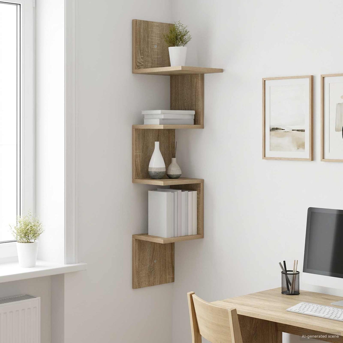 Vegghylle Veggmontert Brun 32 x 21 x 107 cm Konstruert tre