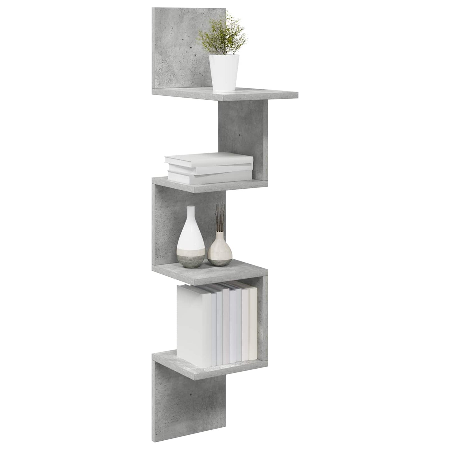 Vegghylle Veggmontert Grå 32 x 21 x 107 cm Konstruert tre
