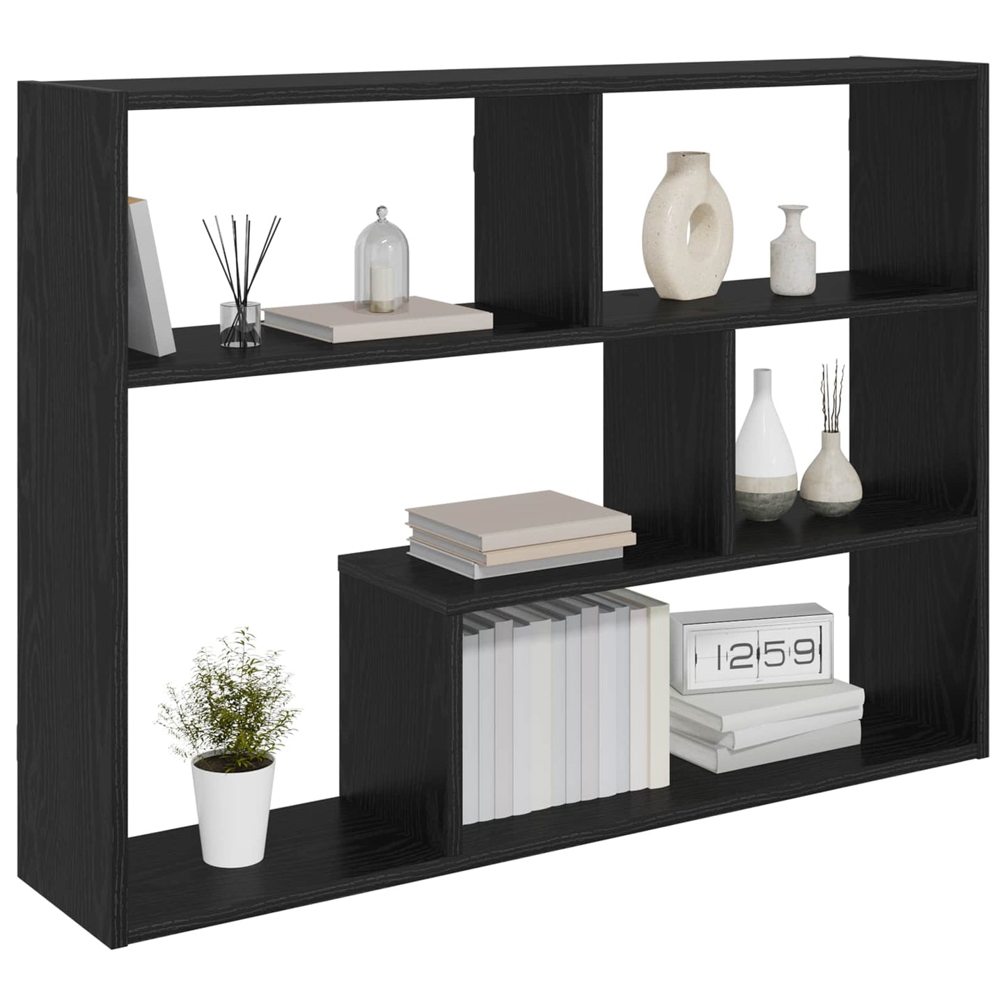 Vegghylle Veggmontert Svart 95 x 20 x 69,5 cm Konstruert tre