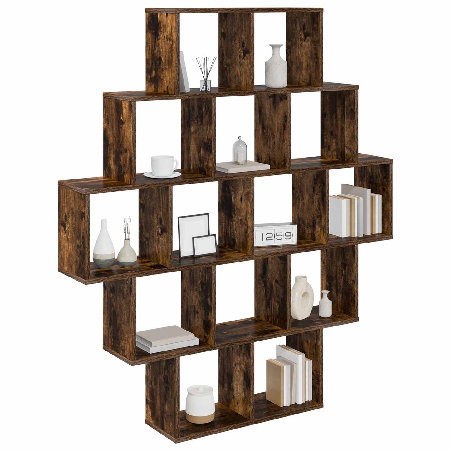 Vegghylle Røkt Eik 120 x 20 x 136 cm Konstruert tre