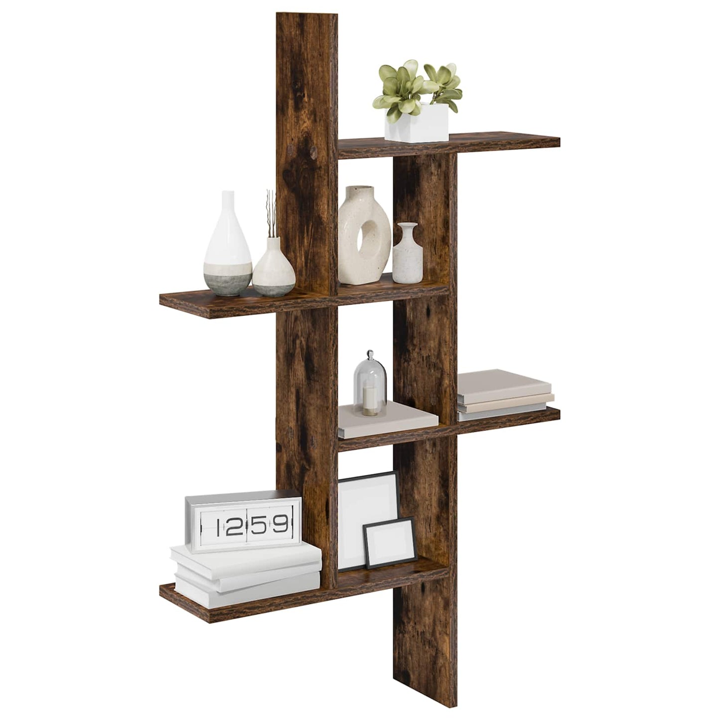 Vegghylle Røkt Eik 61 x 15 x 102 cm Konstruert tre