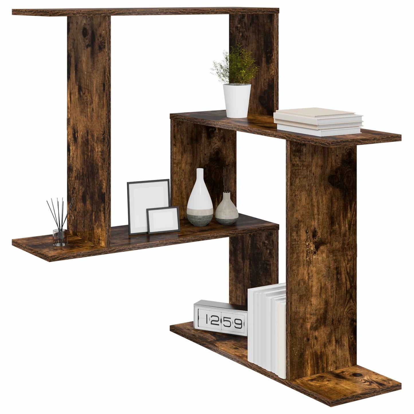 Vegghylle Røkt Eik 67 x 67 x 87 cm Konstruert tre