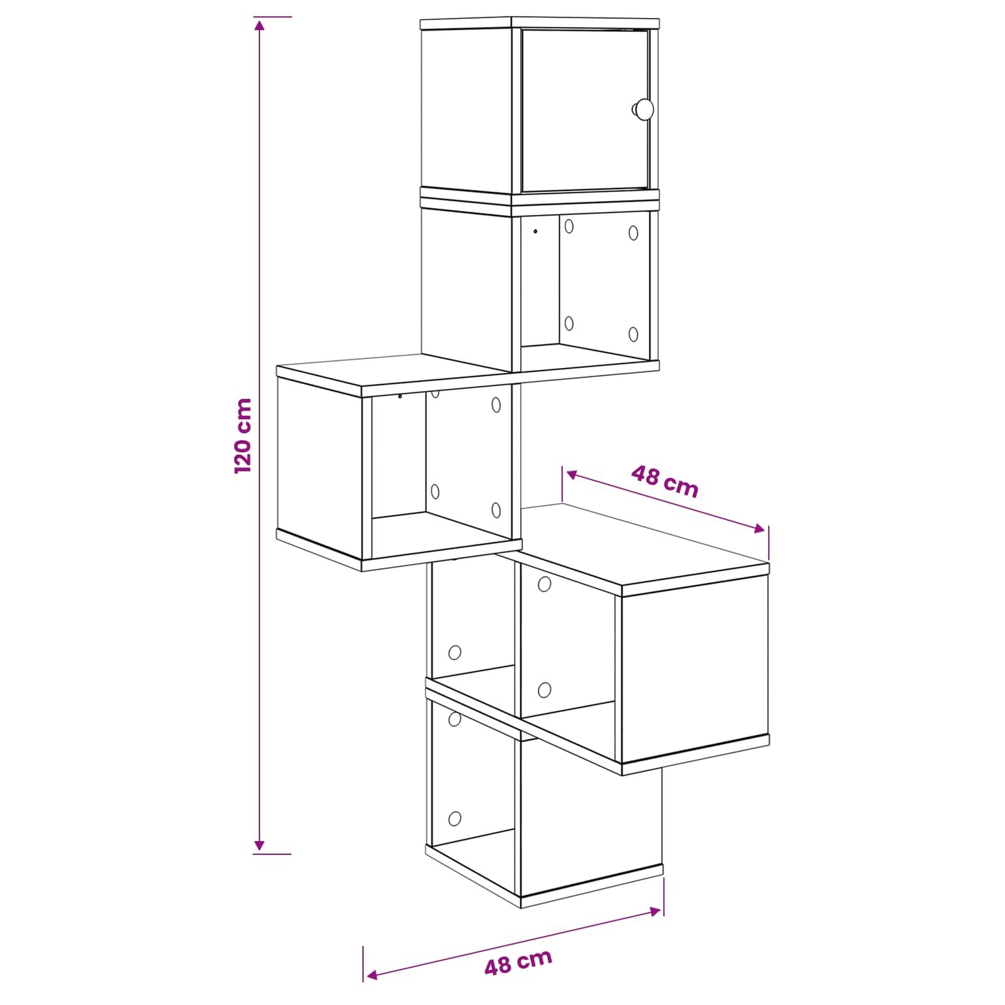 Vegghjørneskap Sonoma eik 48 x 48 x 120 cm Konstruert tre