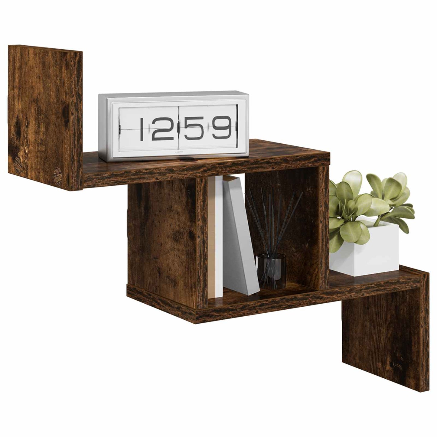 Vegghylle Røkt Eik 48 x 15 x 42 cm Konstruert tre