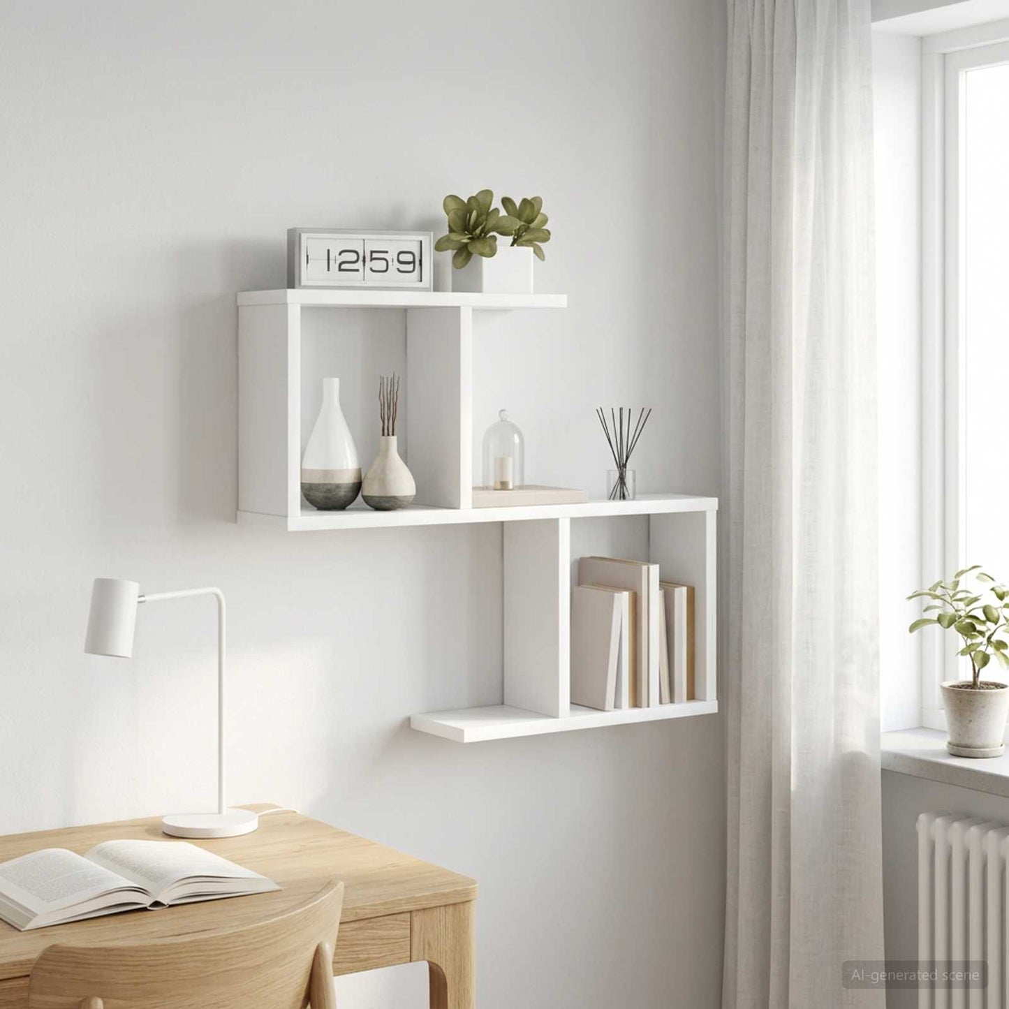 Vegghylle Hvit 60 x 12 x 50,5 cm Konstruert tre
