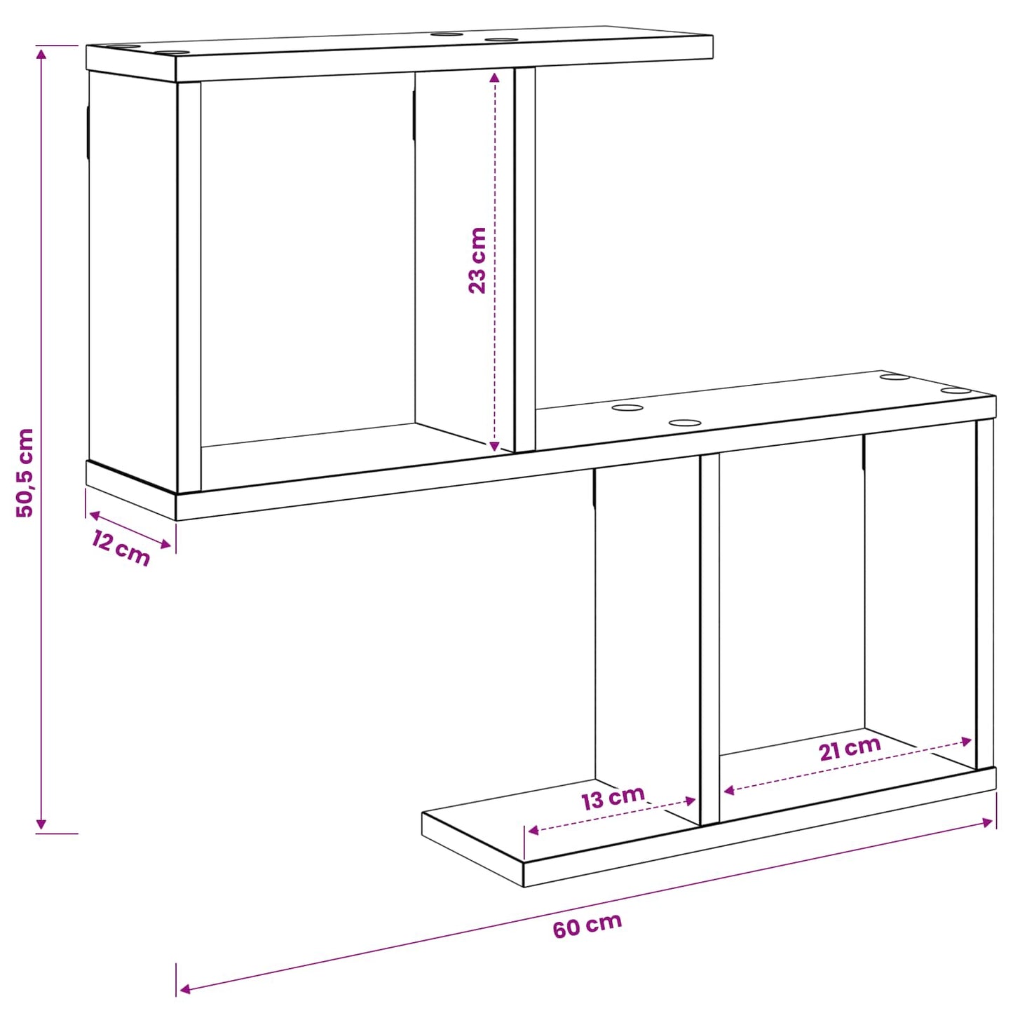 Vegghylle Hvit 60 x 12 x 50,5 cm Konstruert tre