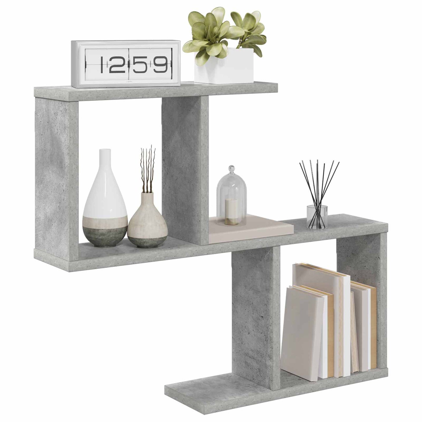Vegghylle Betonggrå 60 x 12 x 50,5 cm Konstruert tre