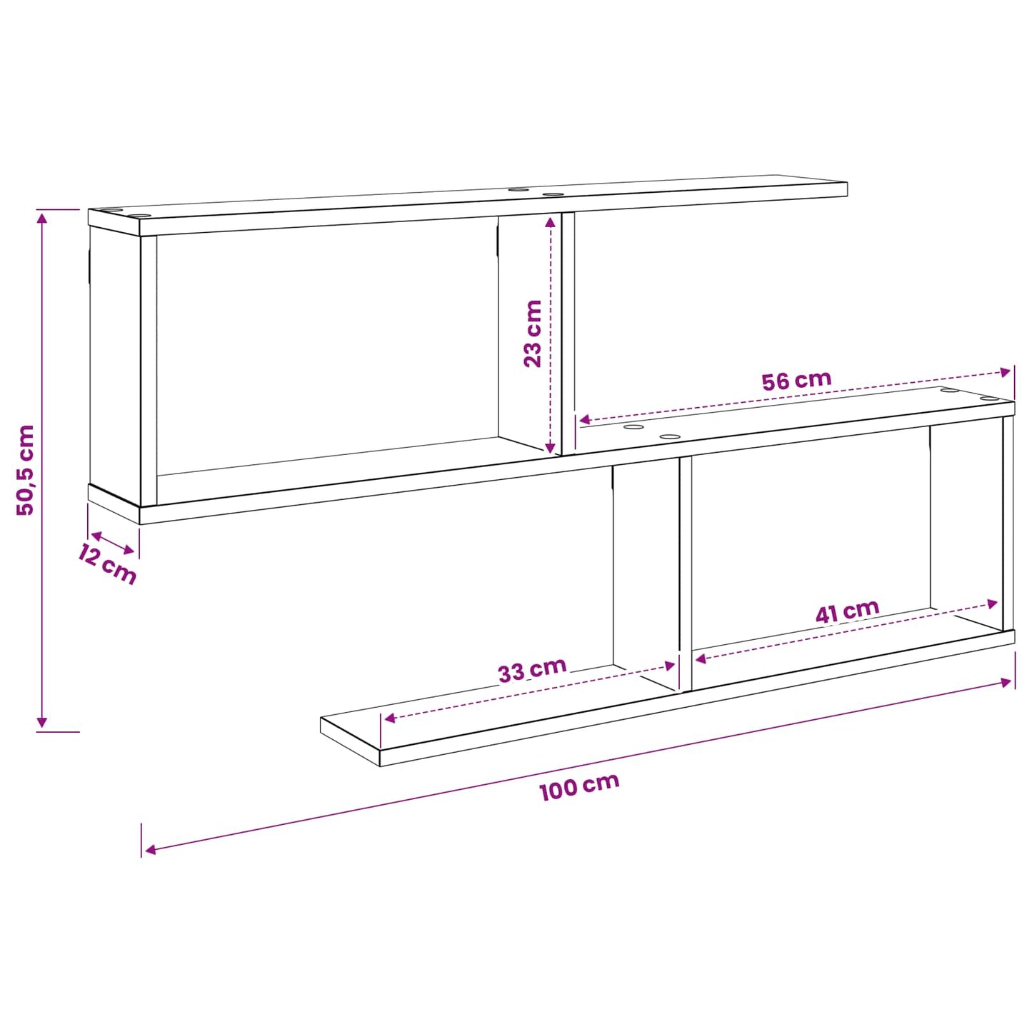 Vegghylle Sonoma eik 100 x 12 x 50,5 cm Konstruert tre