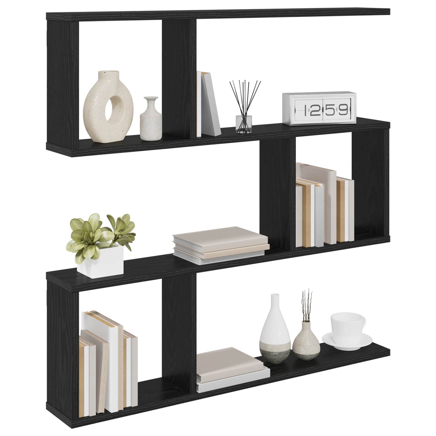 Vegghylle Svart eik 80 x 12 x 79,5 cm Konstruert tre