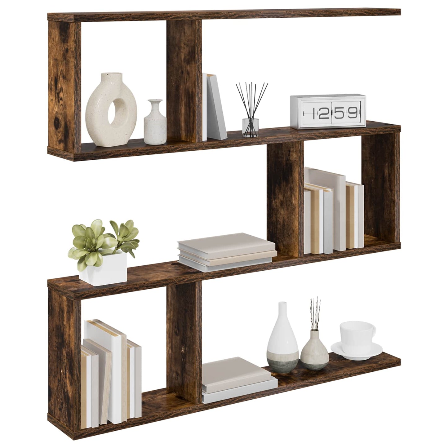 Vegghylle Røkt Eik 80 x 12 x 79,5 cm Konstruert tre