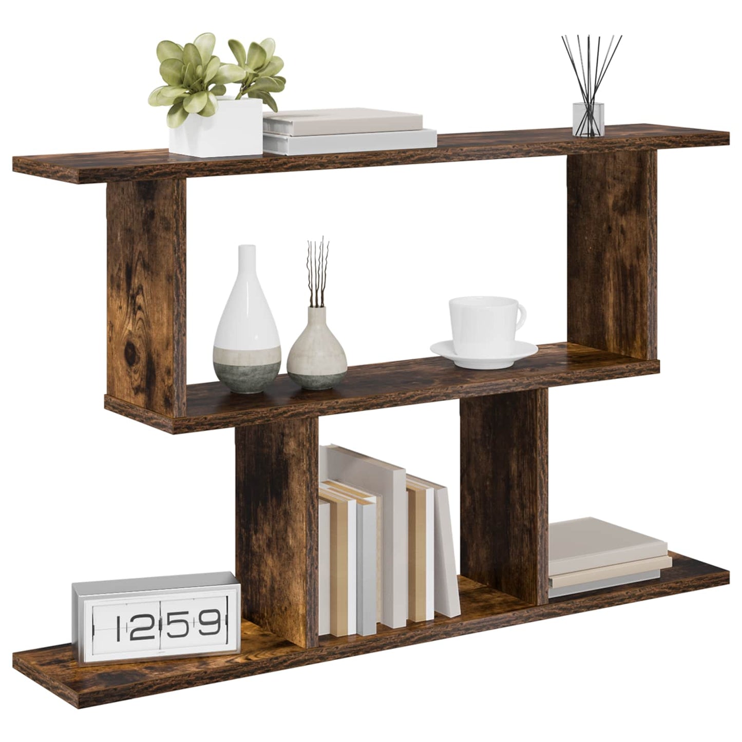 Vegghylle Røkt Eik 80 x 15 x 50,5 cm Konstruert tre