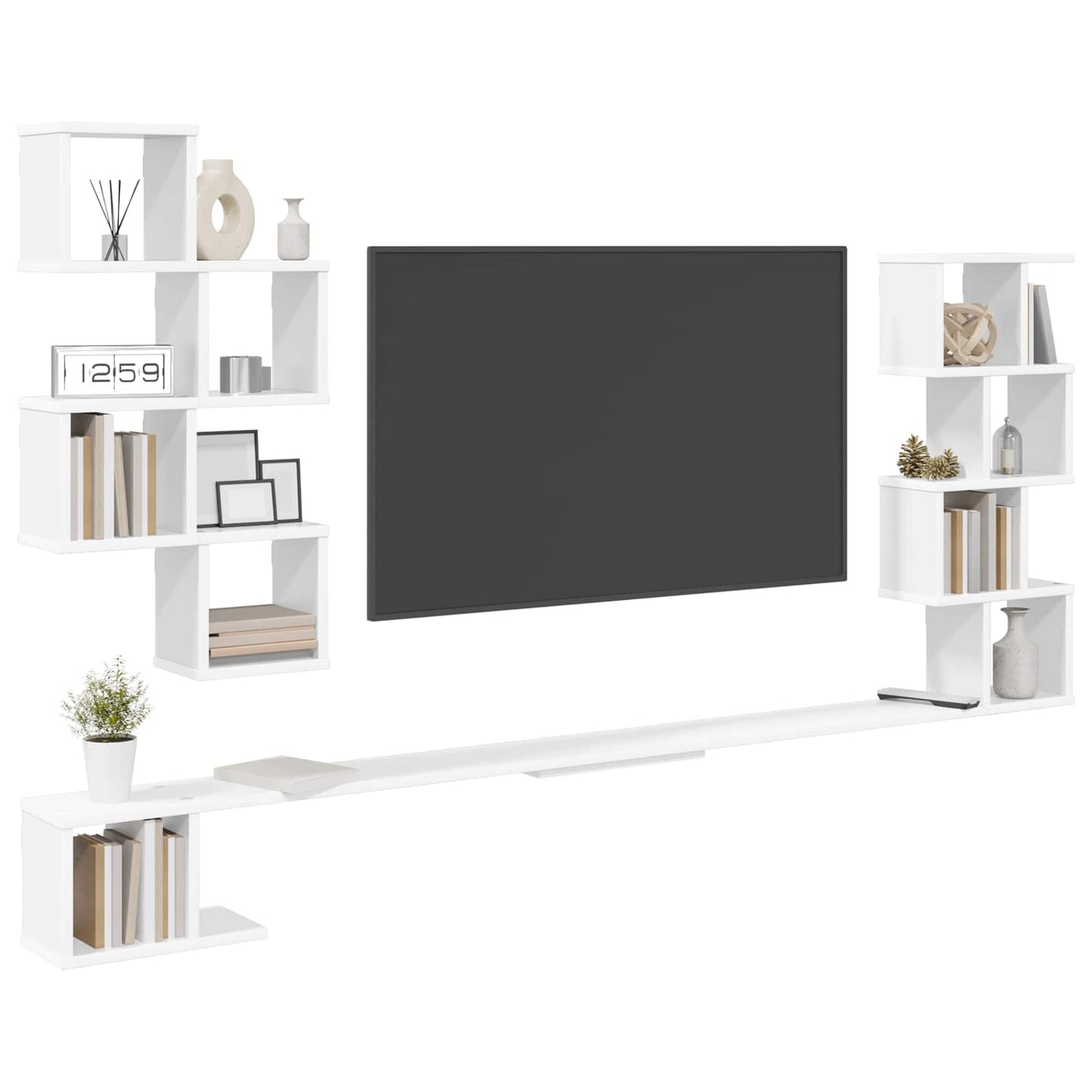Vegghengt TV-hylle Hvit 180 x 15 x 94 cm Konstruert tre