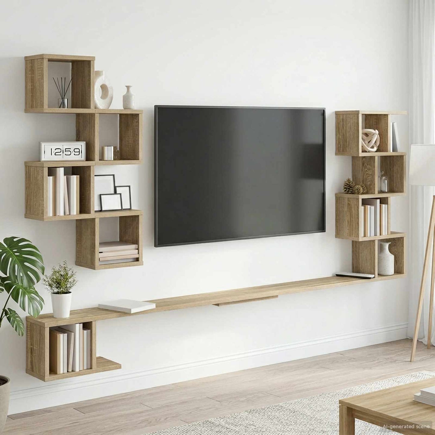 Vegghengt TV-hylle Sonoma eik 180 x 15 x 94 cm Konstruert tre