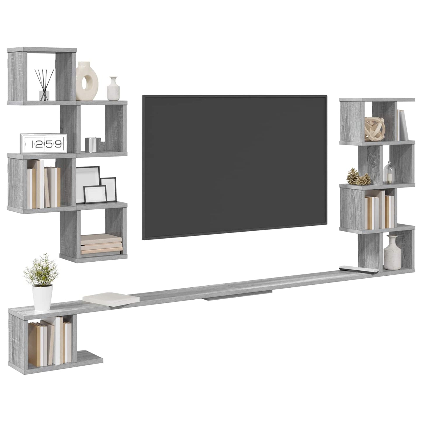 Vegghengt TV-hylle Grå Sonoma 180 x 15 x 94 cm Konstruert tre
