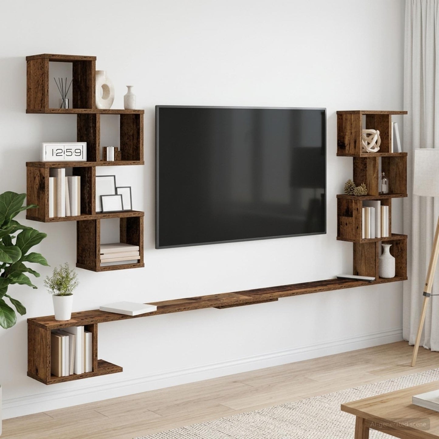 Vegghengt TV-hylle Gammelt tre 180 x 15 x 94 cm Konstruert tre