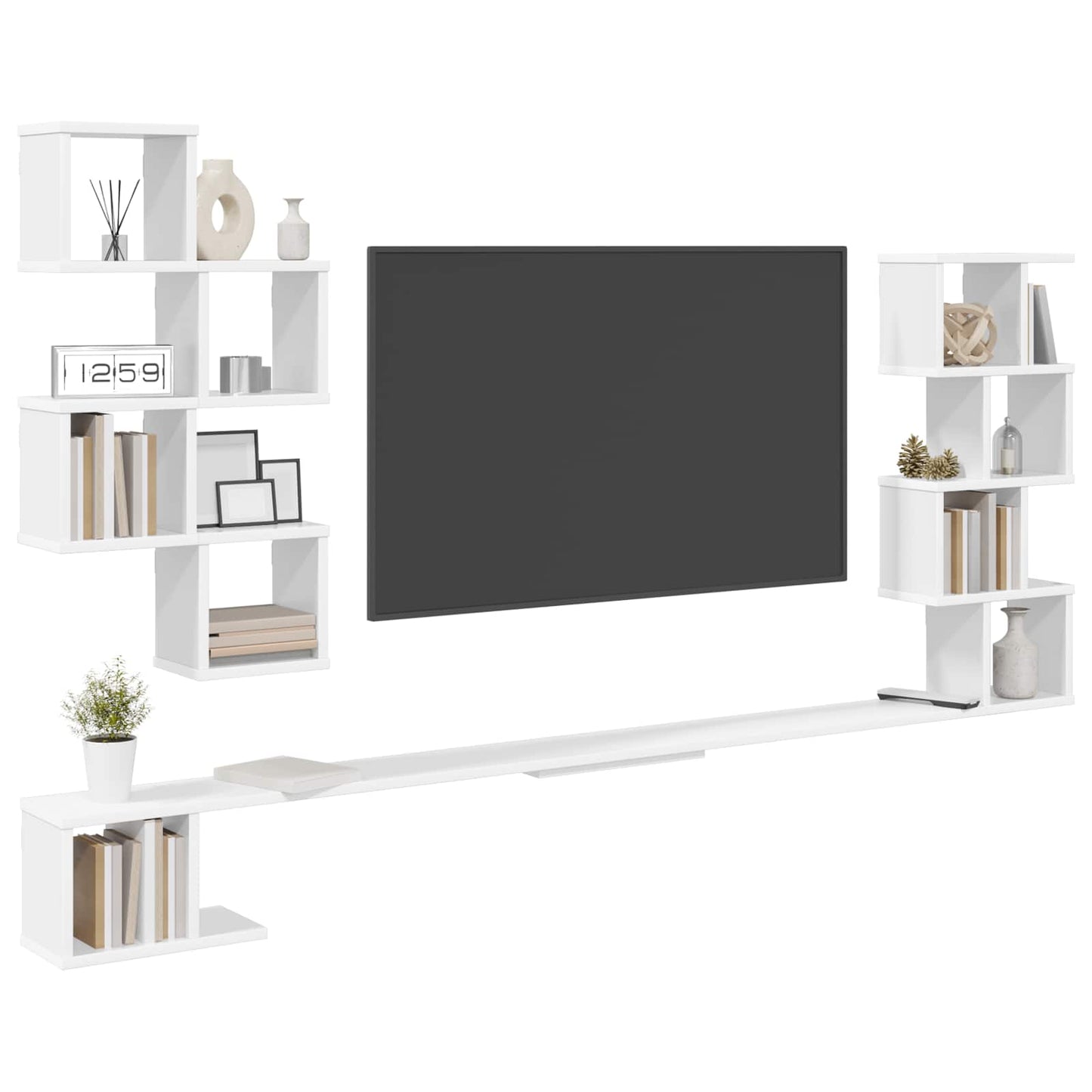 Vegghengt TV-hylle Hvit 160 x 15 x 94 cm Konstruert tre