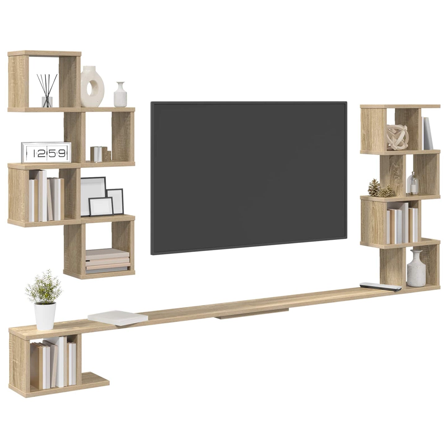 Vegghengt TV-hylle Sonoma eik 160 x 15 x 94 cm Konstruert tre