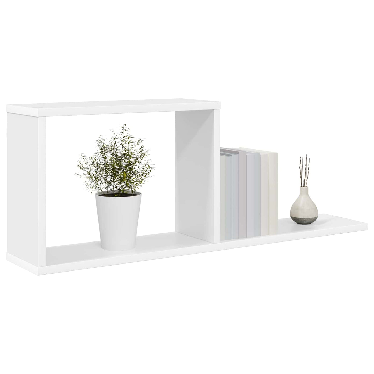 Flytende hyller 2 pcs Hvit 80 x 15 x 30 cm Konstruert tre