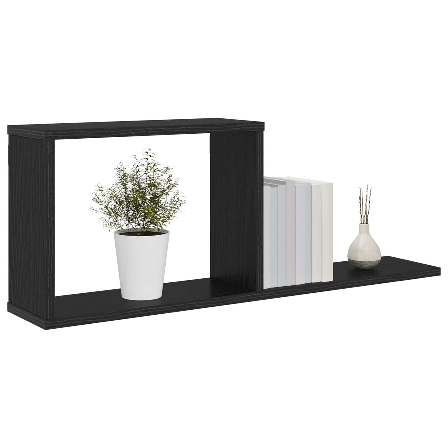 Flytende hyller Svart eik 80 x 15 x 30 cm Konstruert tre