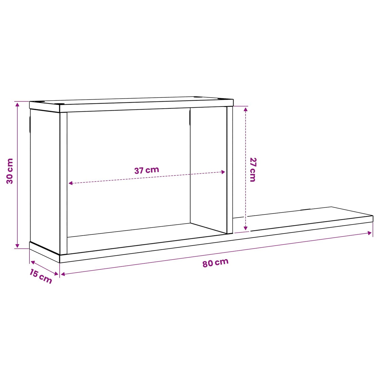 Flytende hyller 2 pcs Betonggrå 80 x 15 x 30 cm Konstruert tre