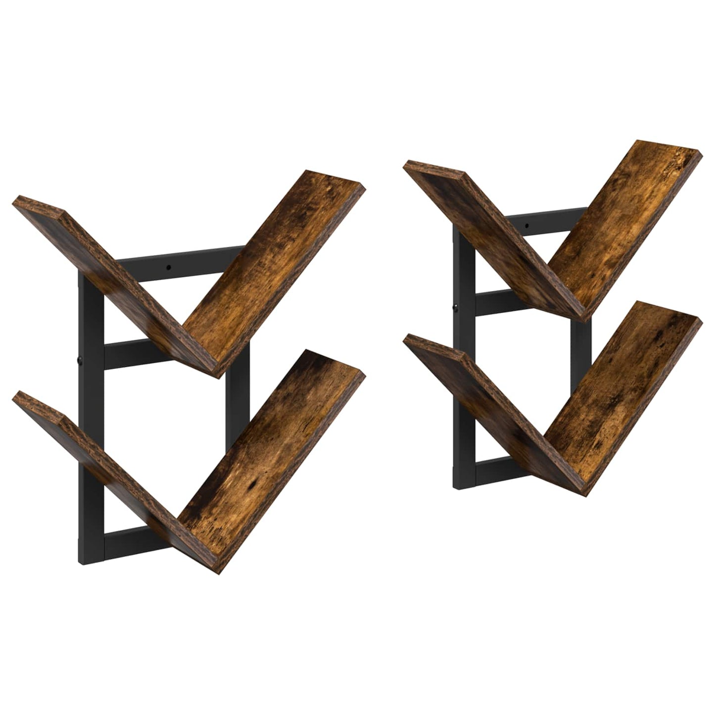 Vegghengt Flytende Hylle 2 pcs Røkt Eik 43 x 15 x 47 cm