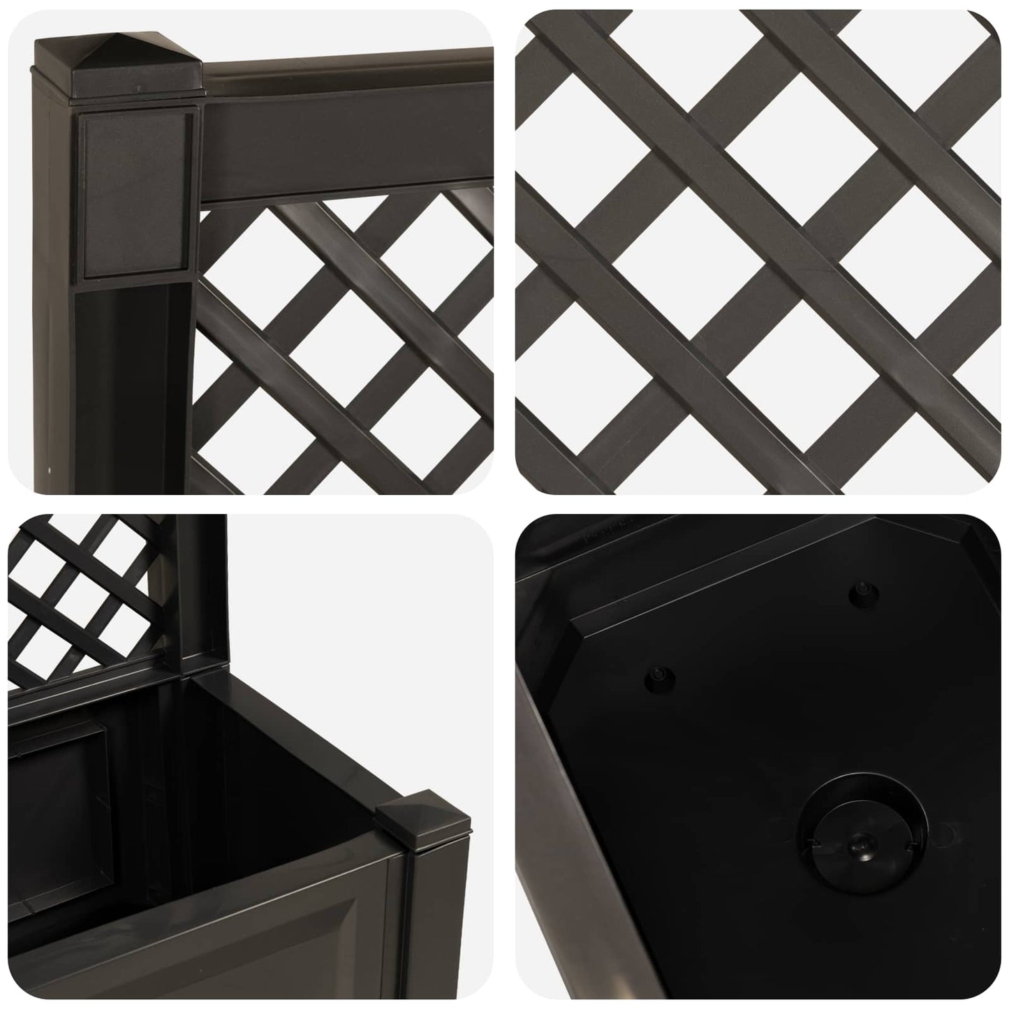 Stor plantekasse med espalier Antrasitt 99,5 x 43 x 133,5 cm PP