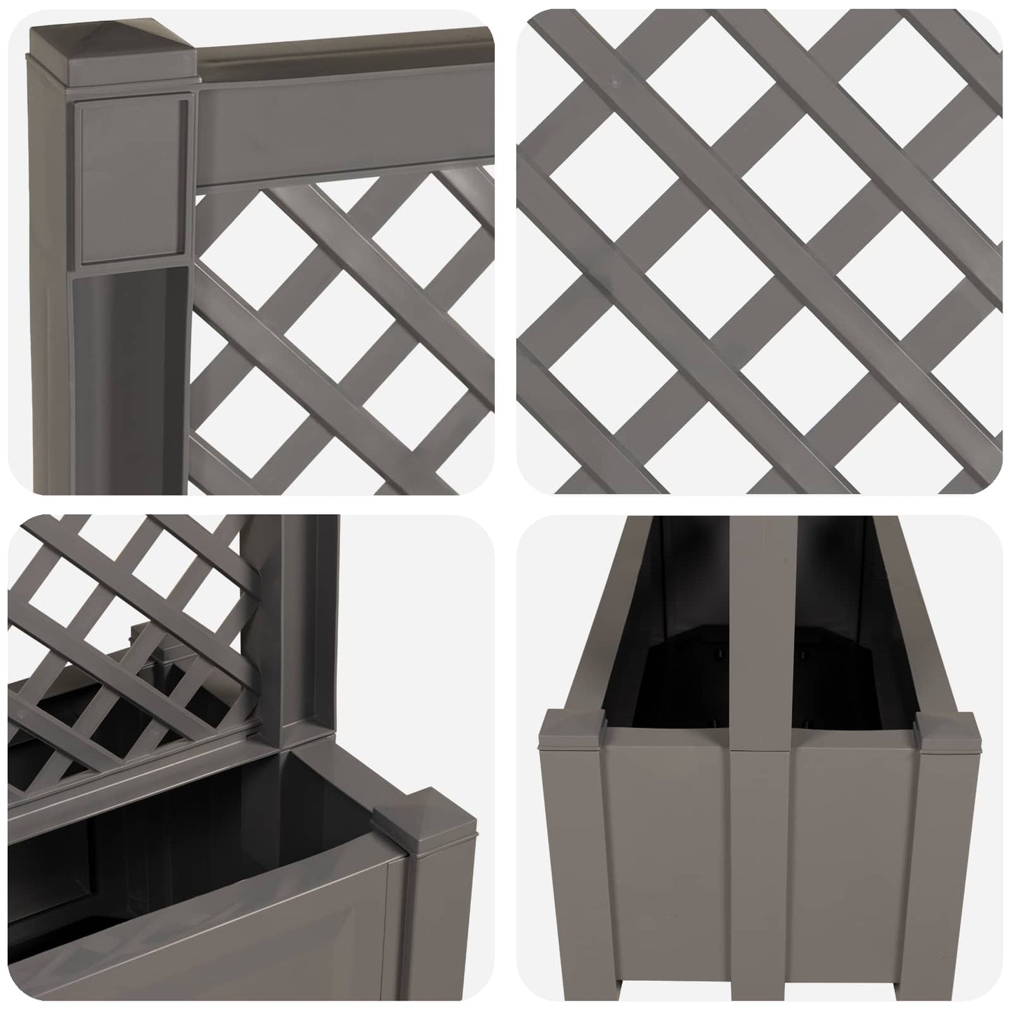 Stor plantekasse med espalier Grå 99,5 x 43 x 133,5 PP