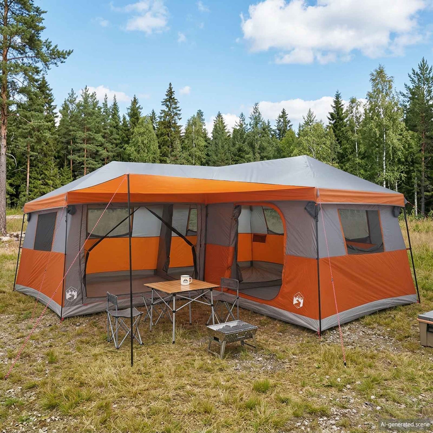 Familietelt med regntrekk, vanntett 14 person Grå og Oransje