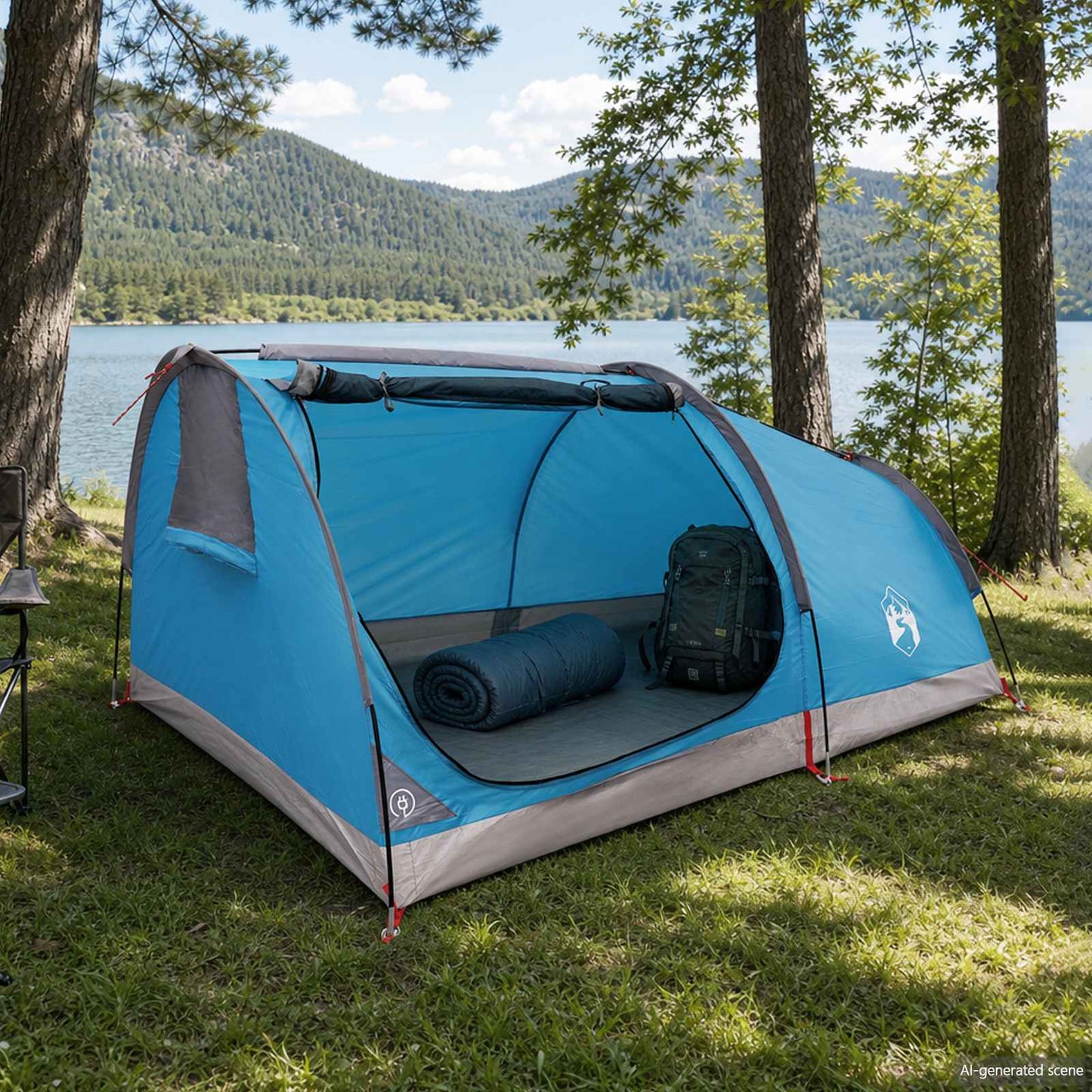 Fottelt vannavvisende 2 person Blå 185T Polyester med PU Belegg