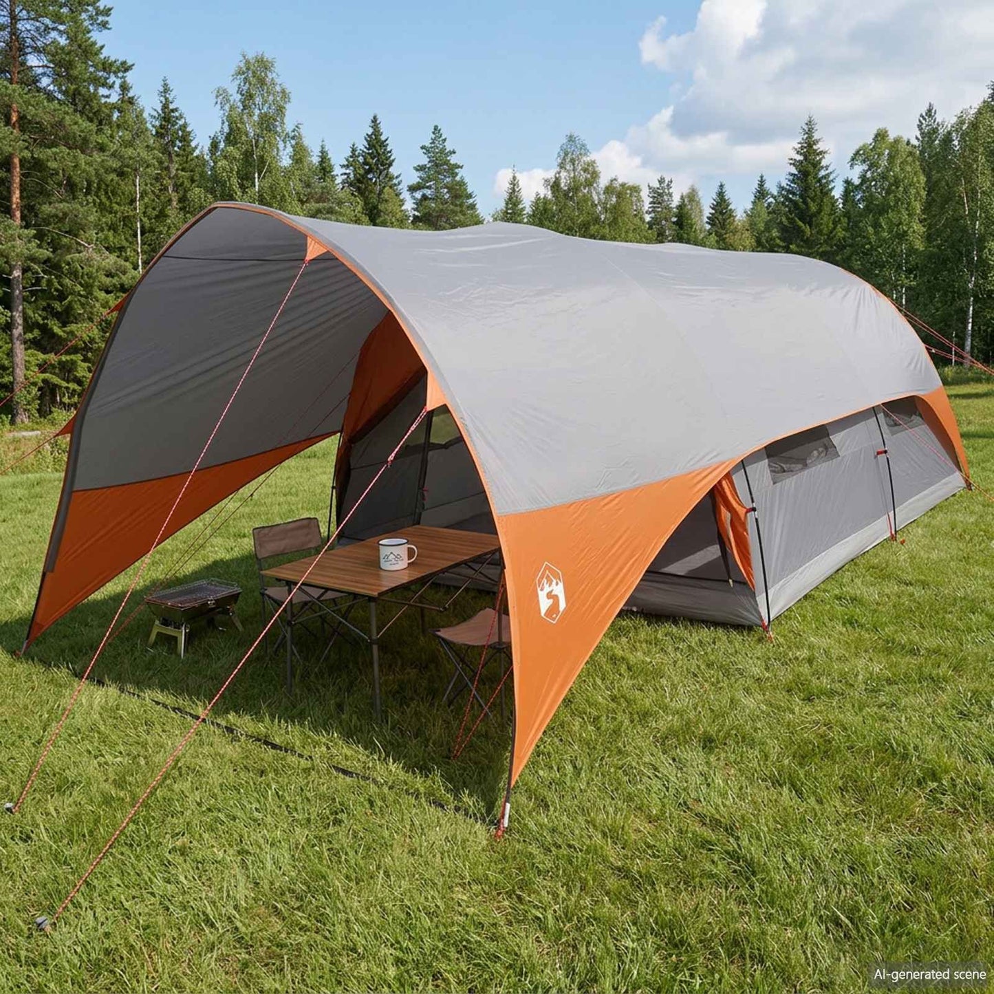 Tunnel Tent med Regntrekk Vannavvisende 10 person