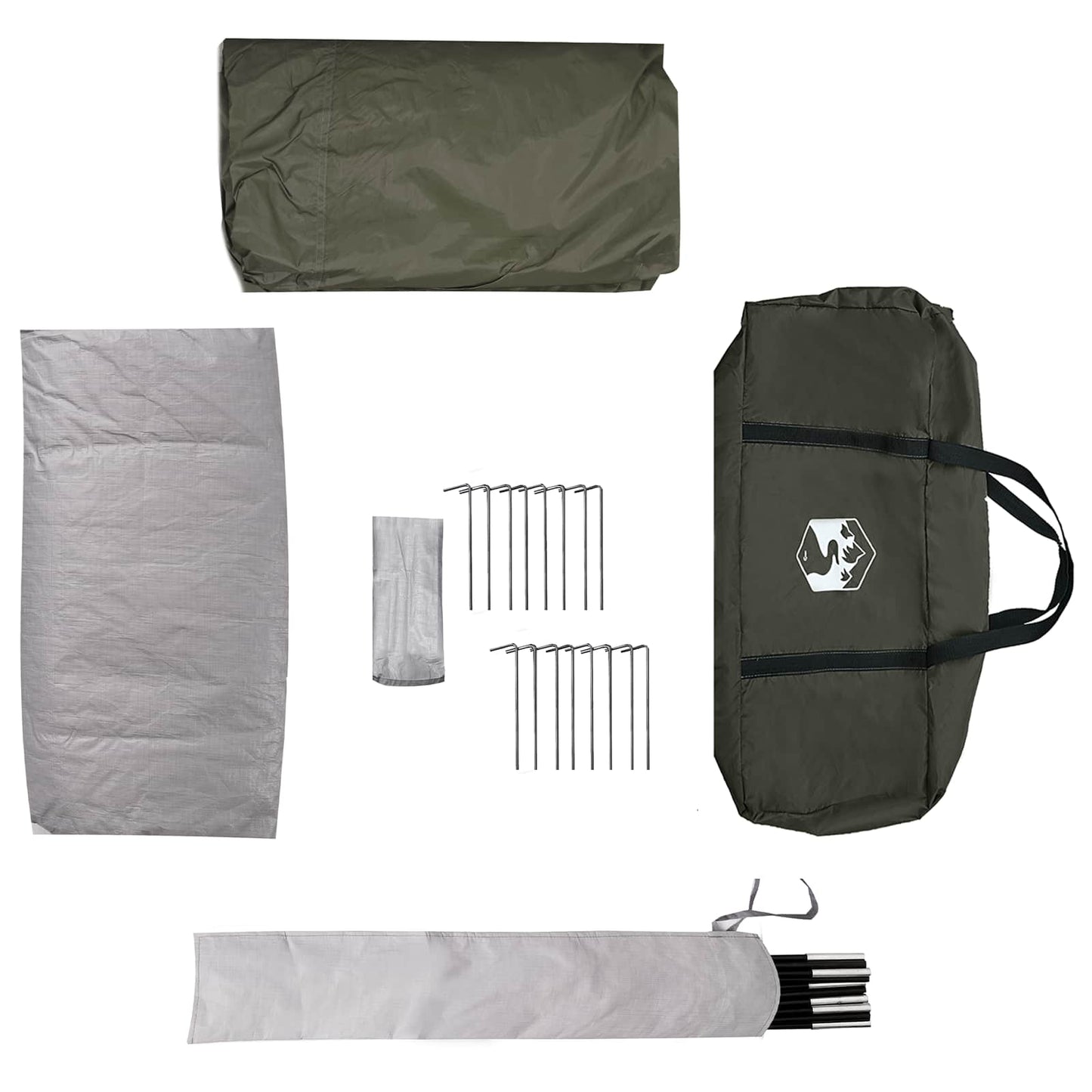 Tunnel Tent med Regntrekk Vannavvisende 10 person Army grønn